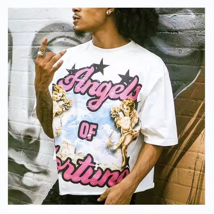 High Quality Custom Cotton Heavyweight Streetwear Graphic Tee DTG Print Short Sleeve Baggy Cropped Boxy T Shirt Men