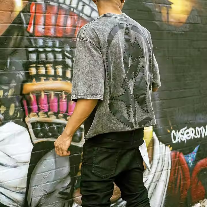 High Quality Custom Cotton Heavyweight Streetwear Graphic Tee DTG Print Short Sleeve Baggy Cropped Boxy T Shirt Men