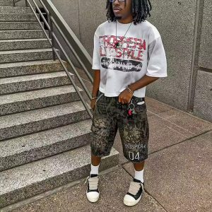 Streetwear Boxy Fit Dirty Washed Vintage T Shirt Oversized Heavy Weight Cropped 100% Cotton Printing T Shirt Custom for Men