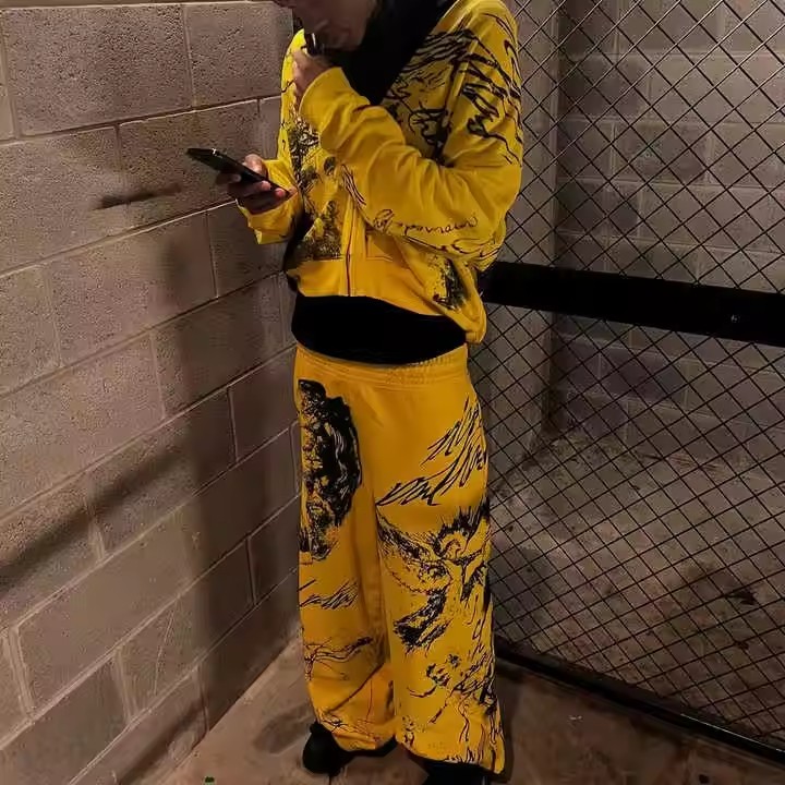 Custom Men Sweatsuit Tracksuits All Over Graffiti Print Vintage Acid Wash Zip up Hoodies and Sweat Pants Set.jpg_720x720q50.avif