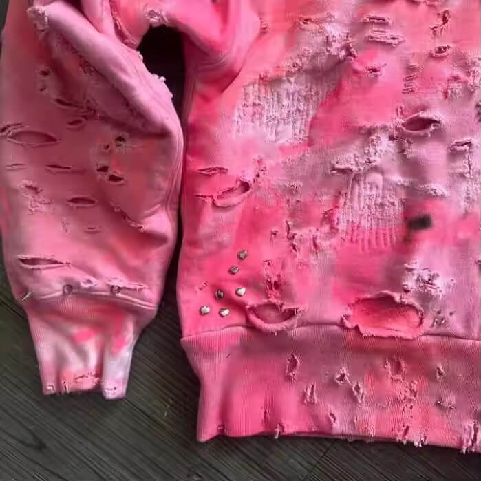 Custom Unisex Y2k Cropped Ripped Men'S Hoodie Heavyweight Cotton Sun Faded Distressed Embroidery Acid Wash Zip up Hoodie for Men