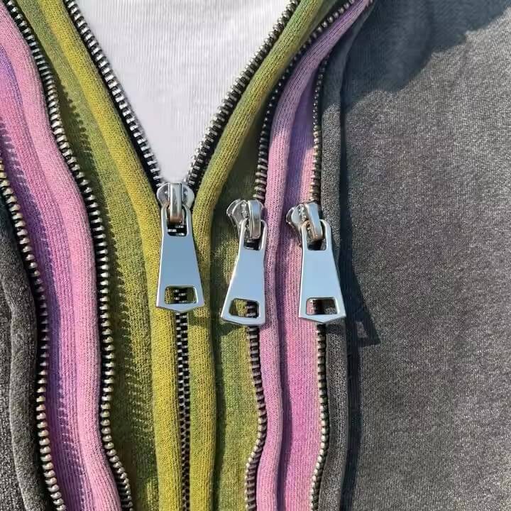 Custom Men'S Hooded Sweatshirts Vintage Heavyweight Hoodie 450 500 Gsm Cotton Double Zipper Acid Wash Triple Layer Zip up Hoodie