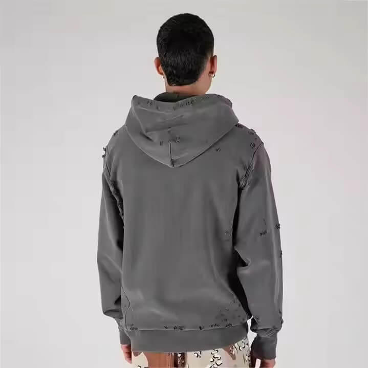 StreetWear Vintage Men'S Pullover Hoodies Customized Acid Wash Plus Size Cotton Blank Oversized Cropped Heavyweight Hoodie Men