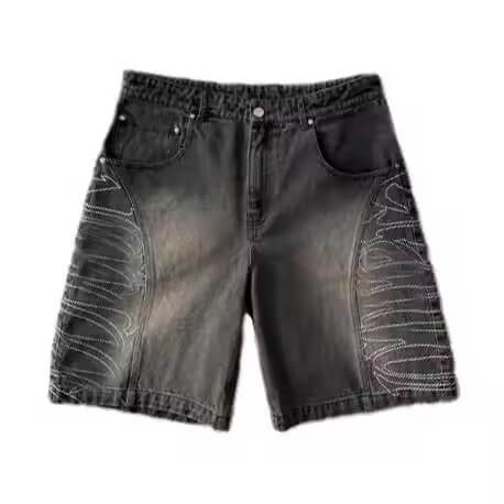 Manufacturer Custom Vintage Acid Wash Men'S Denim Shorts Embroider Logo Jorts Summer Streetwear Cargo Designer Jean Shorts