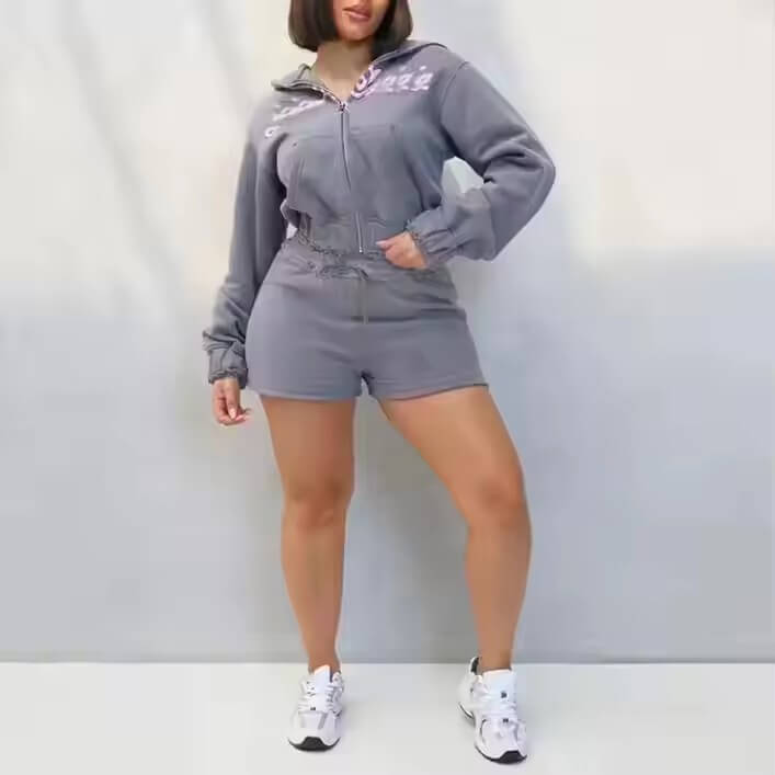 Custom Puff Print Logo Jogging Women'S 2 Piece Short Sets Y2k Summer Sweatsuit Manufacturer Cotton Two Tracksuits for Women