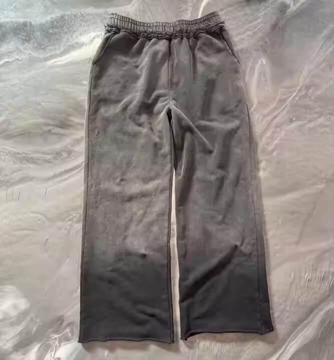 Wholesale Distressed Zip up Blank Flared Sweatpants and Hoodie Sets Custom High Quality Acid Wash Oversized Cropped Sweatsuit